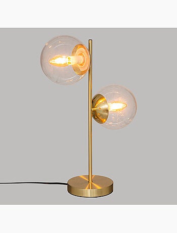 Lampe à poser en fer doré 2 globes en verre COLLECTIONNEUR