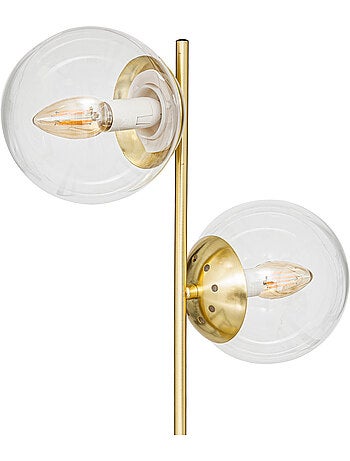 Lampe à poser en fer doré 2 globes en verre COLLECTIONNEUR