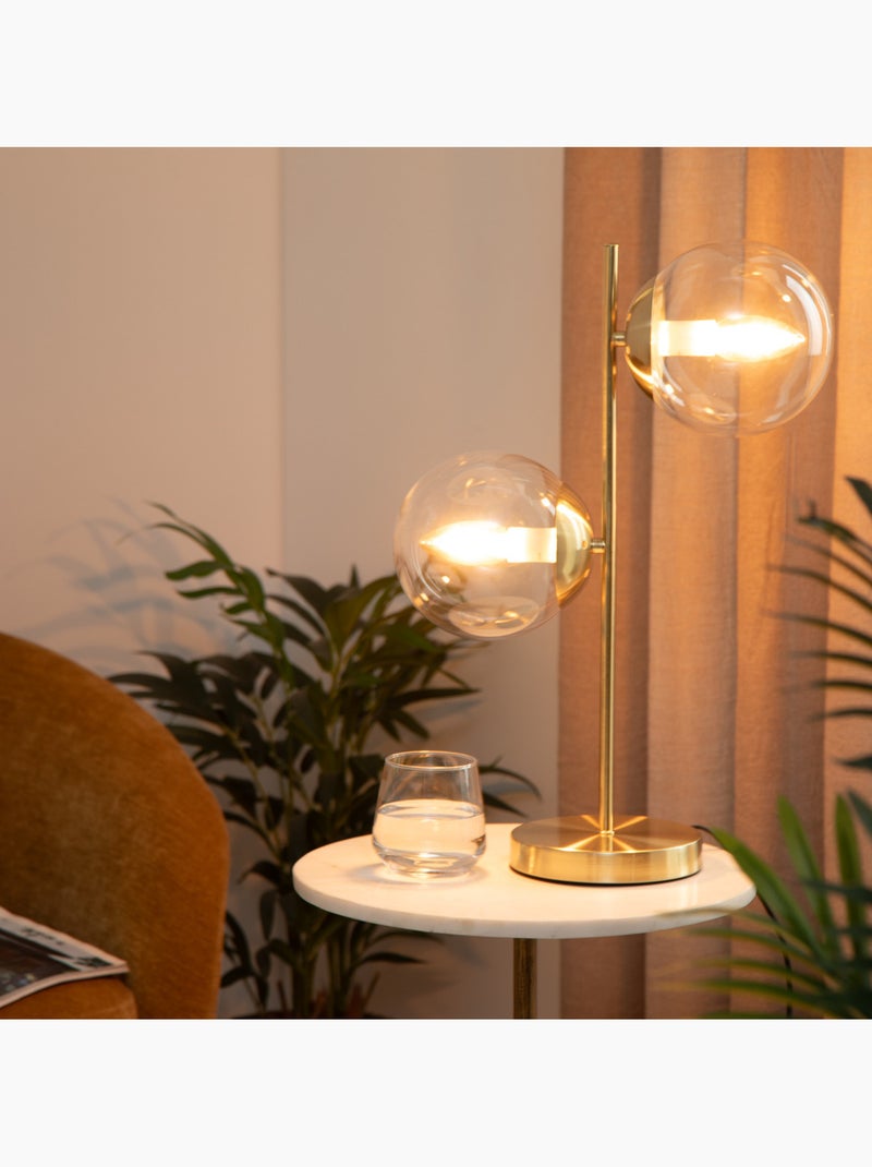Lampe à poser en fer doré 2 globes en verre COLLECTIONNEUR Doré - Kiabi