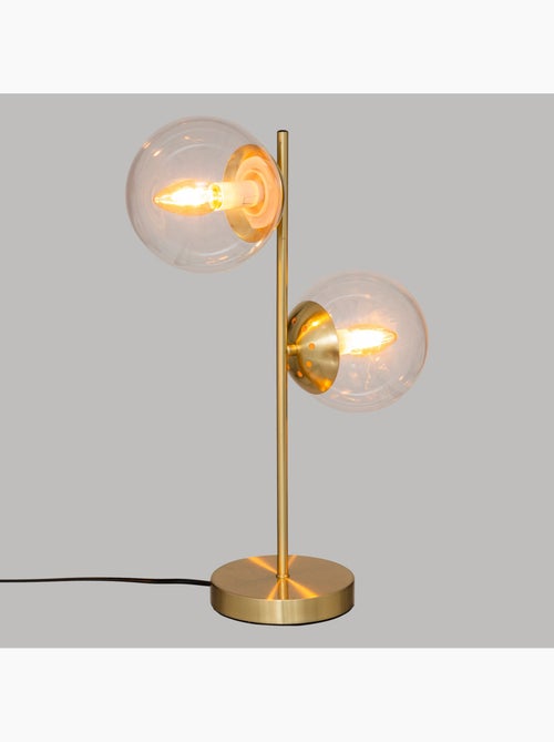 Lampe à poser en fer doré 2 globes en verre COLLECTIONNEUR - Kiabi Lampe à poser en fer doré 2 globes en verre COLLECTIONNEUR - Kiabi