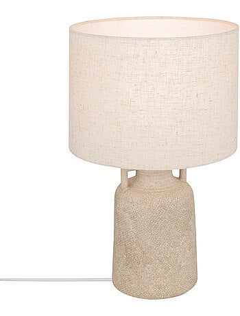 Lampe à poser en grès abat-jour en fibres naturelles GIBUS