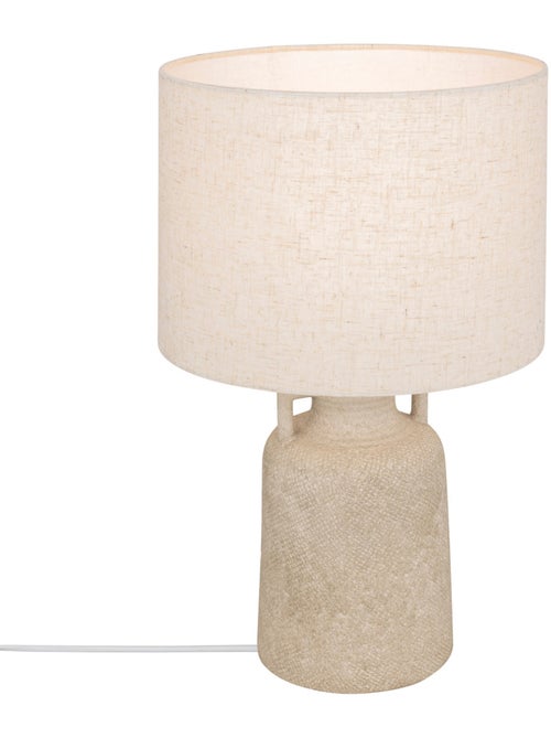 Lampe à poser en grès abat-jour en fibres naturelles GIBUS - Kiabi Lampe à poser en grès abat-jour en fibres naturelles GIBUS - Kiabi