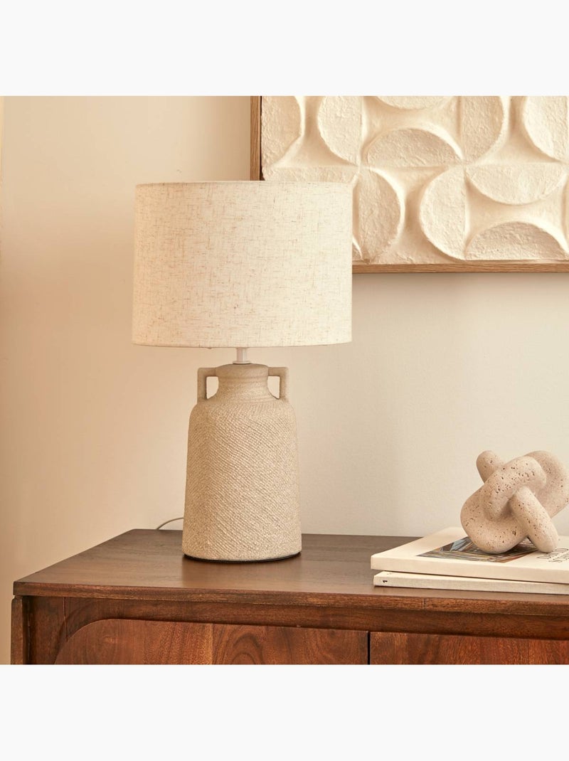 Lampe à poser en grès abat-jour en fibres naturelles GIBUS Gris - Kiabi