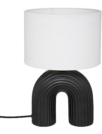Lampe à poser en grès abat-jour en lin EIDEL