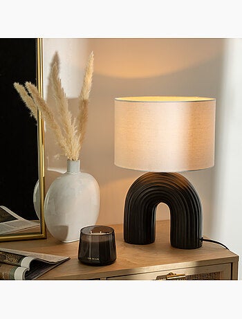 Lampe à poser en grès abat-jour en lin EIDEL
