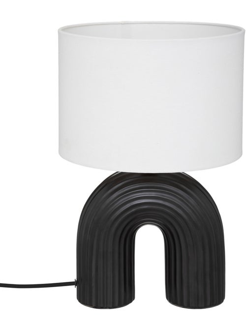Lampe à poser en grès abat-jour en lin EIDEL - Kiabi Lampe à poser en grès abat-jour en lin EIDEL - Kiabi
