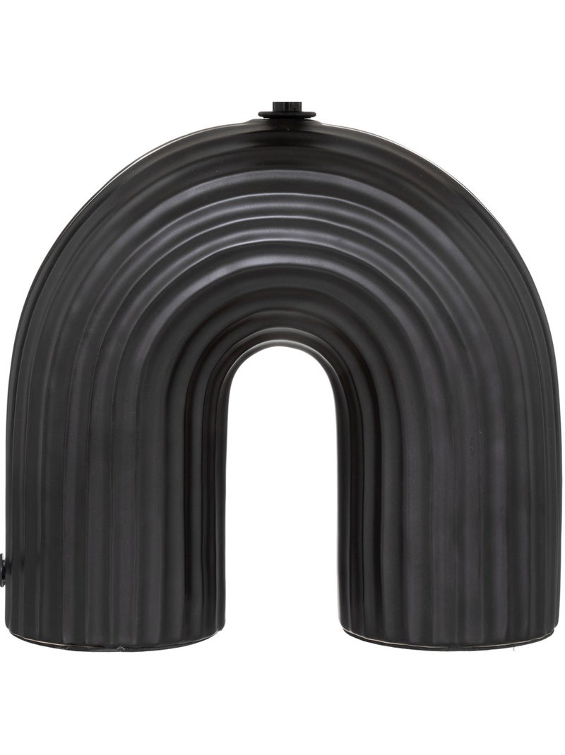 Lampe à poser en grès abat-jour en lin EIDEL Noir Blanc - Kiabi