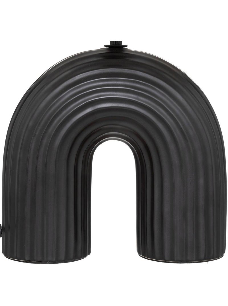 Lampe à poser en grès abat-jour en lin EIDEL Noir Blanc - Kiabi