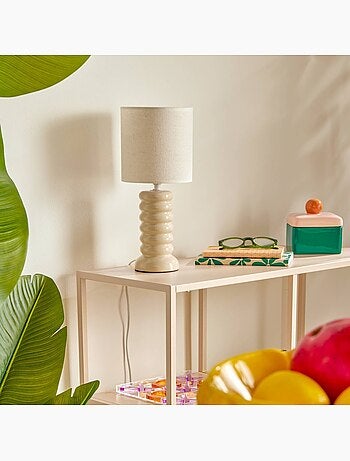 Lampe à poser en grès abat-jour en lin VINAS