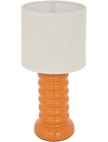 Lampe à poser en grès abat-jour en lin VINAS
