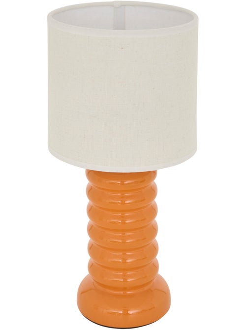 Lampe à poser en grès abat-jour en lin VINAS - Kiabi