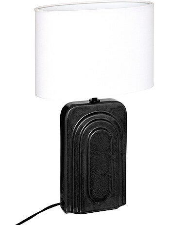 Lampe à poser en grès abat-jour en tissu ovale MONIA