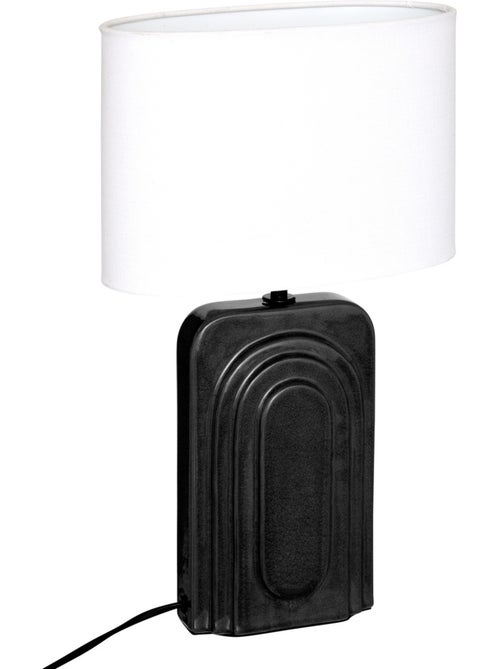 Lampe à poser en grès abat-jour en tissu ovale MONIA - Kiabi