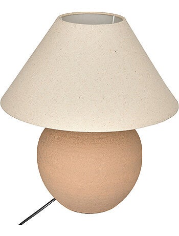 Lampe à poser en grès abat-jour en tissu ovale MONIA