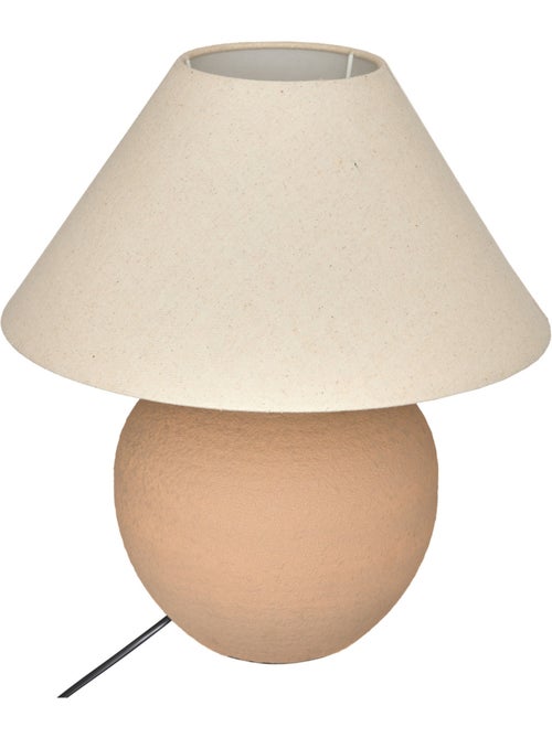 Lampe à poser en grès abat-jour en tissu ovale MONIA - Kiabi