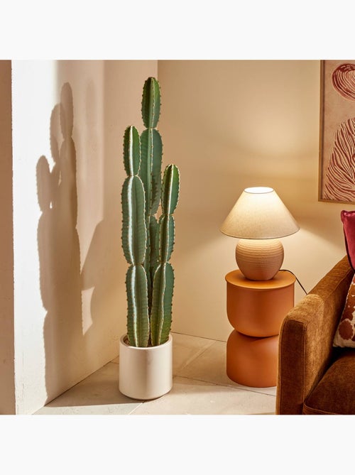Lampe à poser en grès abat-jour en tissu ovale MONIA - Kiabi