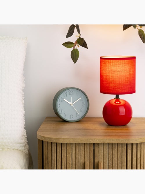 Lampe à poser en grès abat-jour en tissu TIMÉO - Kiabi