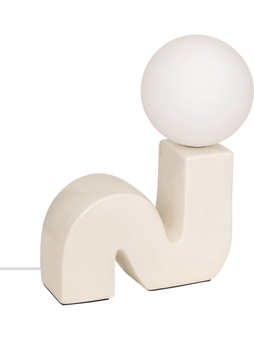 Lampe à poser en grès globe en opaline SIBIL - Kiabi