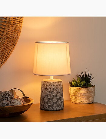 Lampe à poser en grès motifs sculptés CYRIL