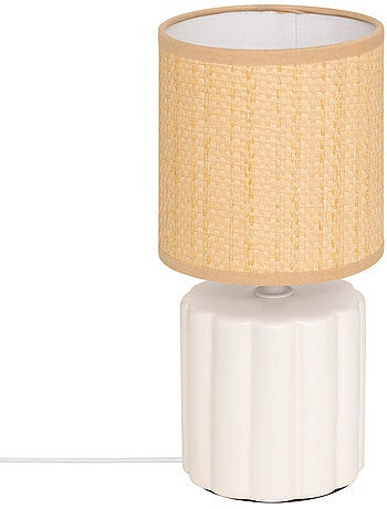 Lampe à poser en grès sculpté abat-jour effet tressé TYLIA