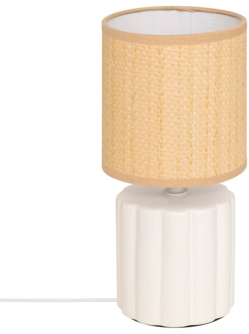 Lampe à poser en grès sculpté abat-jour effet tressé TYLIA - Kiabi