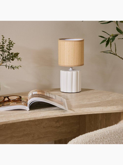 Lampe à poser en grès sculpté abat-jour effet tressé TYLIA - Kiabi