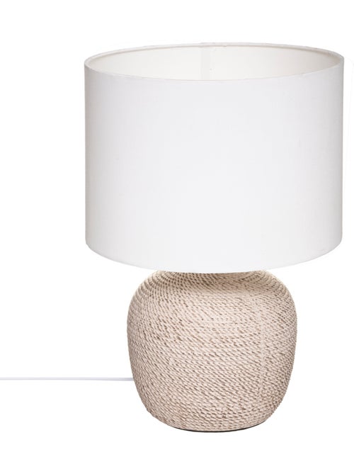 Lampe à poser en grès texturé abat-jour en coton DAVIA - Kiabi