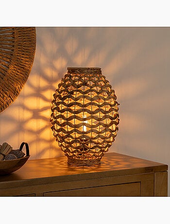 Lampe à poser en jacinthe d'eau tressée SAND