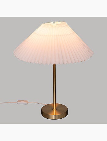 Lampe à poser en métal doré abat-jour plissé JILING