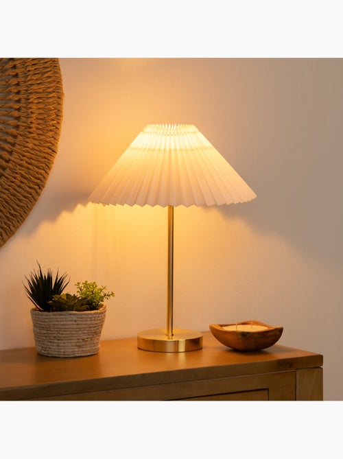 Lampe à poser en métal doré abat-jour plissé JILING - Kiabi Lampe à poser en métal doré abat-jour plissé JILING - Kiabi