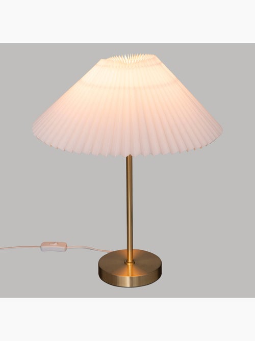 Lampe à poser en métal doré abat-jour plissé JILING - Kiabi Lampe à poser en métal doré abat-jour plissé JILING - Kiabi