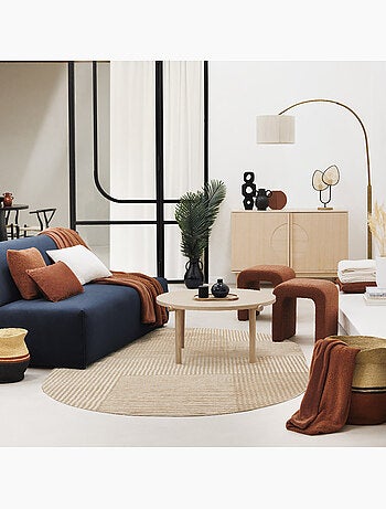 Lampe à poser en métal et rotin 2 ampoules OLME