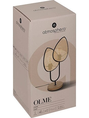 Lampe à poser en métal et rotin 2 ampoules OLME