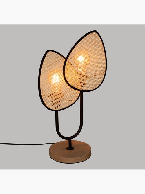 Lampe à poser en métal et rotin 2 ampoules OLME - Kiabi