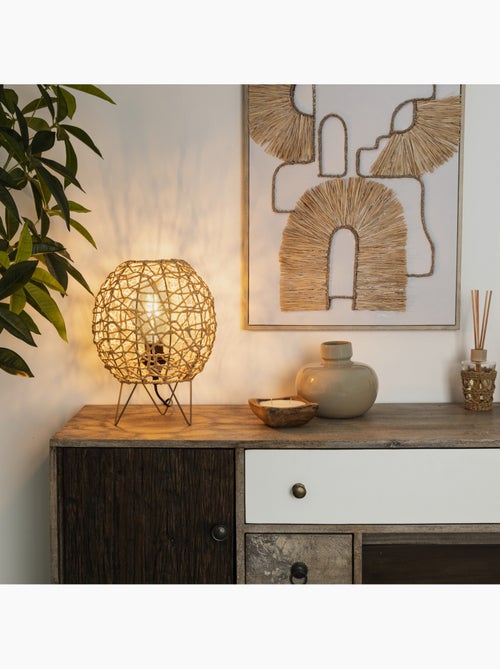 Lampe à poser en papier tressé sur structure fer RAAHE - Kiabi