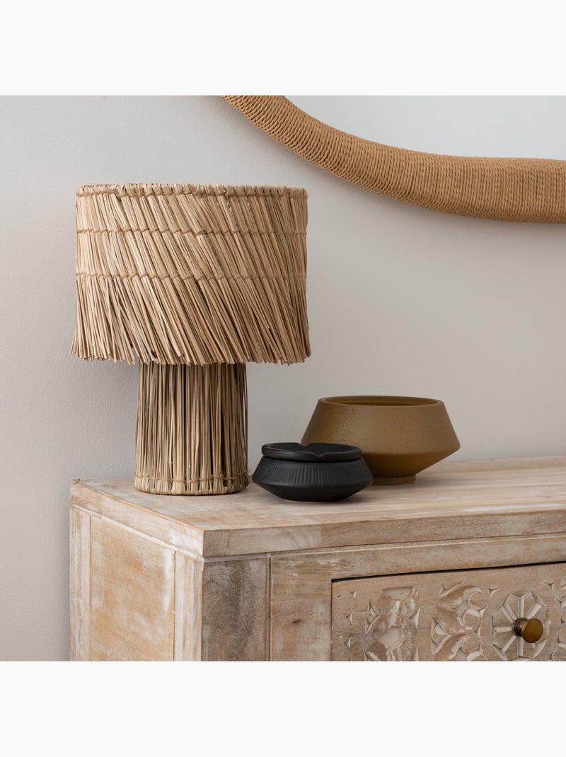 Lampe à poser en roseau tressé YONI Beige - Kiabi