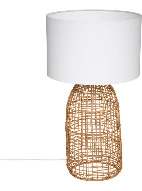 Lampe à poser en rotin tressé abat-jour en tissu KARLA - Kiabi