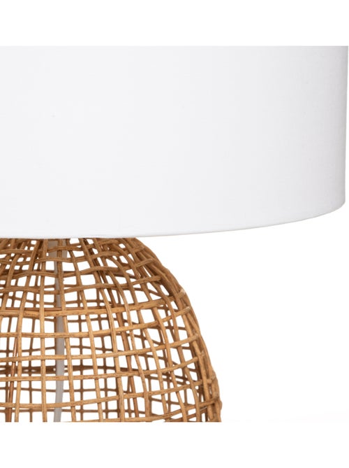Lampe à poser en rotin tressé abat-jour en tissu KARLA - Kiabi