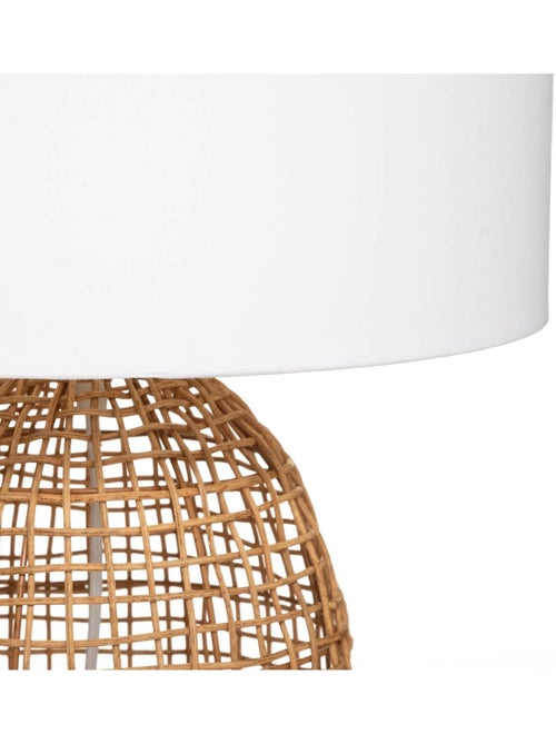 Lampe à poser en rotin tressé abat-jour en tissu KARLA - Kiabi