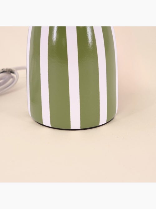 Lampe à poser en terre cuite rayée vert et blanc - Kiabi