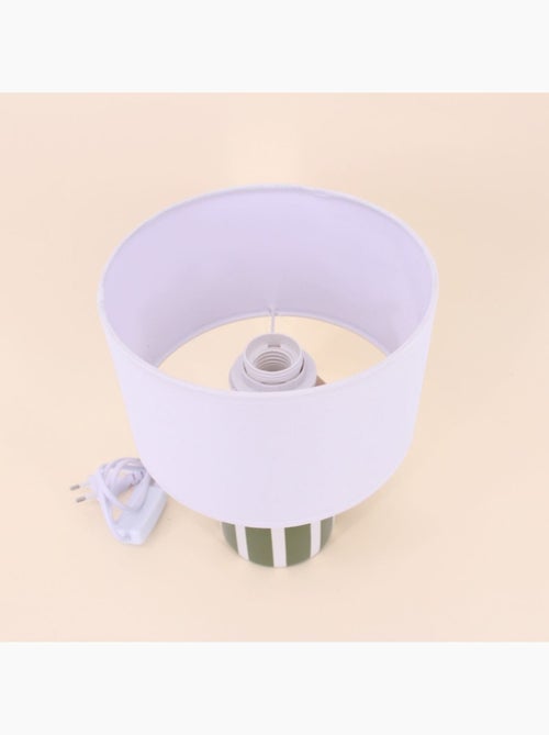 Lampe à poser en terre cuite rayée vert et blanc - Kiabi