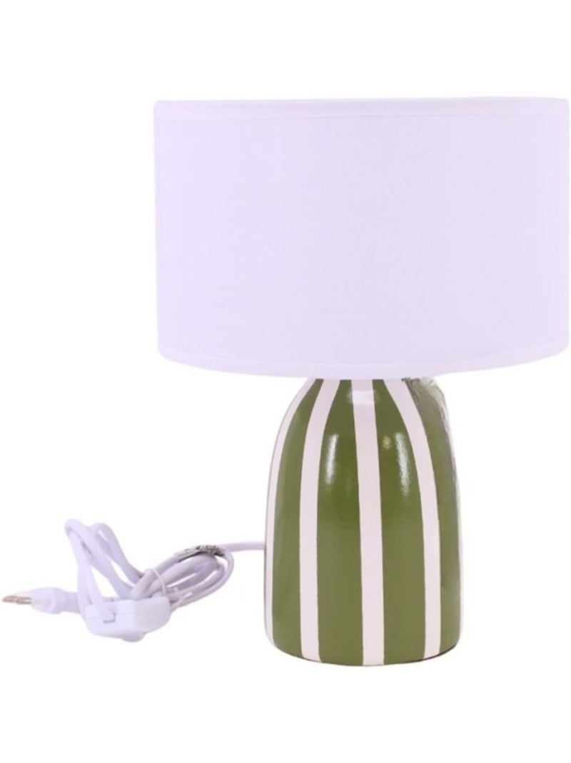Lampe à poser en terre cuite rayée vert et blanc Vert - Kiabi