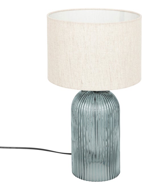Lampe à poser en verre coloré abat-jour en lin MATI - Kiabi