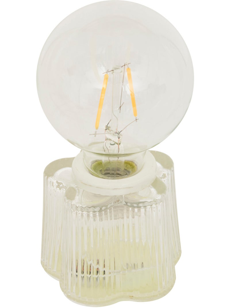 Lampe à poser en verre fleur Vert - Kiabi