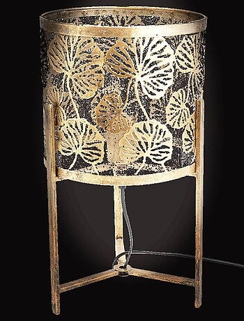 Lampe à poser fleurs en métal