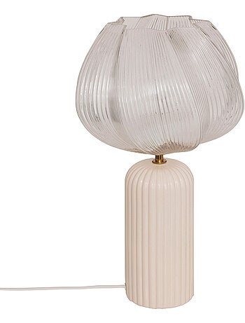 Lampe à poser forme fleur en céramique abat-jour verre PHYLAS