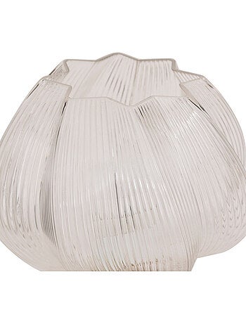 Lampe à poser forme fleur en céramique abat-jour verre PHYLAS