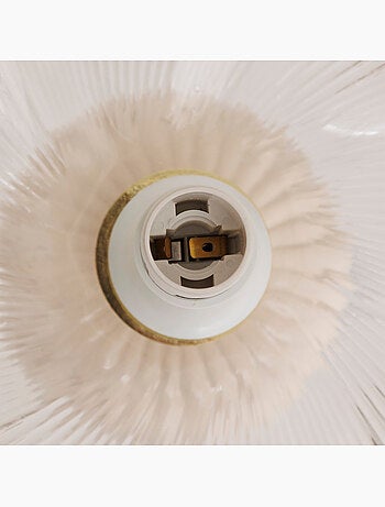 Lampe à poser forme fleur en céramique abat-jour verre PHYLAS