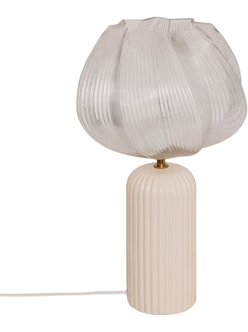 Lampe à poser forme fleur en céramique abat-jour verre PHYLAS - Kiabi