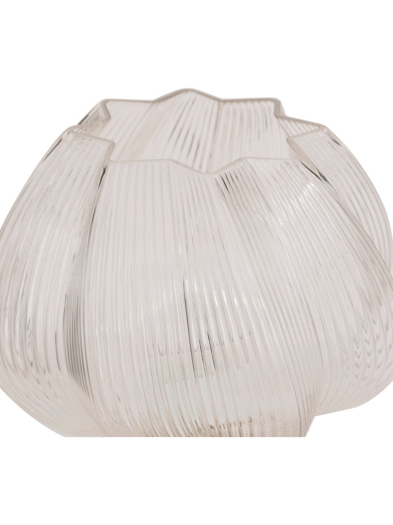 Lampe à poser forme fleur en céramique abat-jour verre PHYLAS Beige - Kiabi